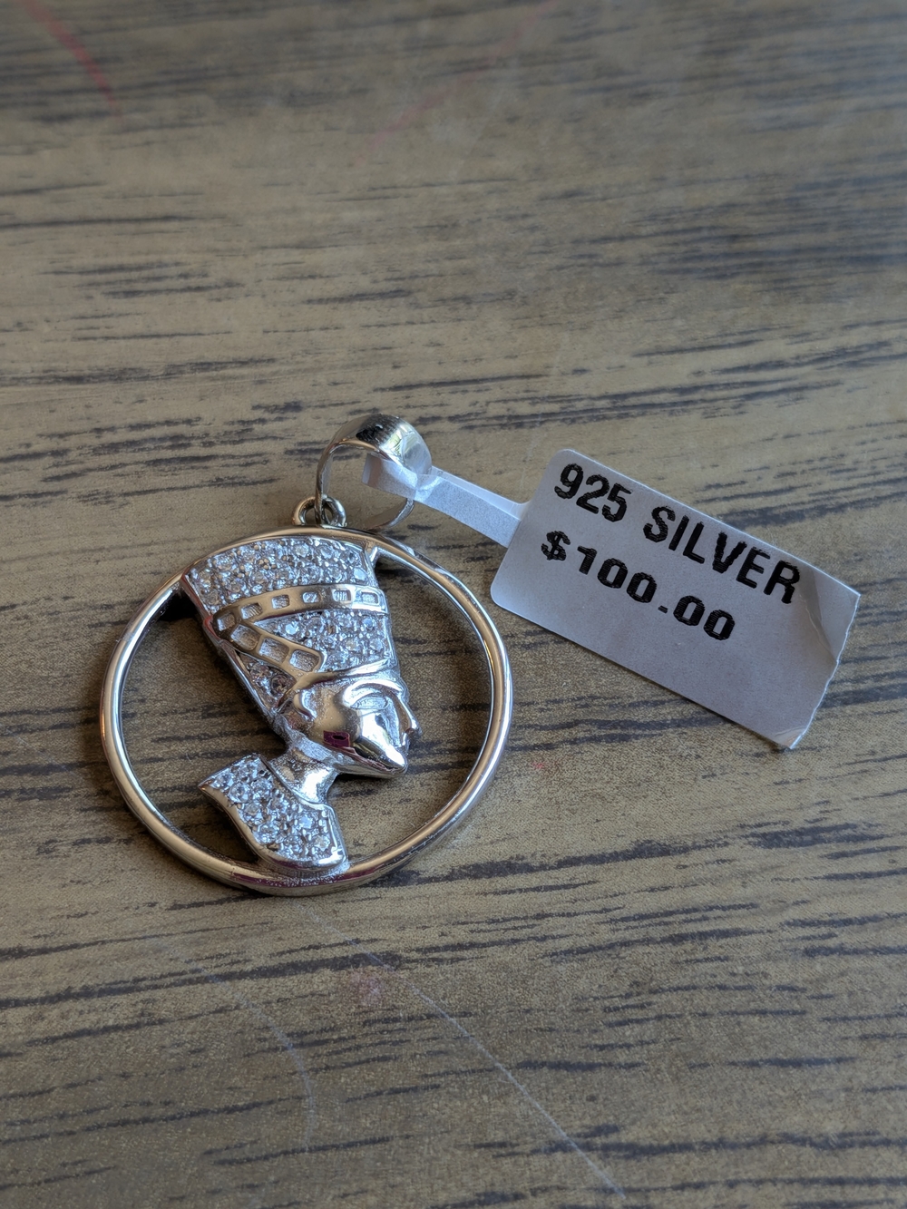 Sterling Silver Nefertiti Pendant - Silver